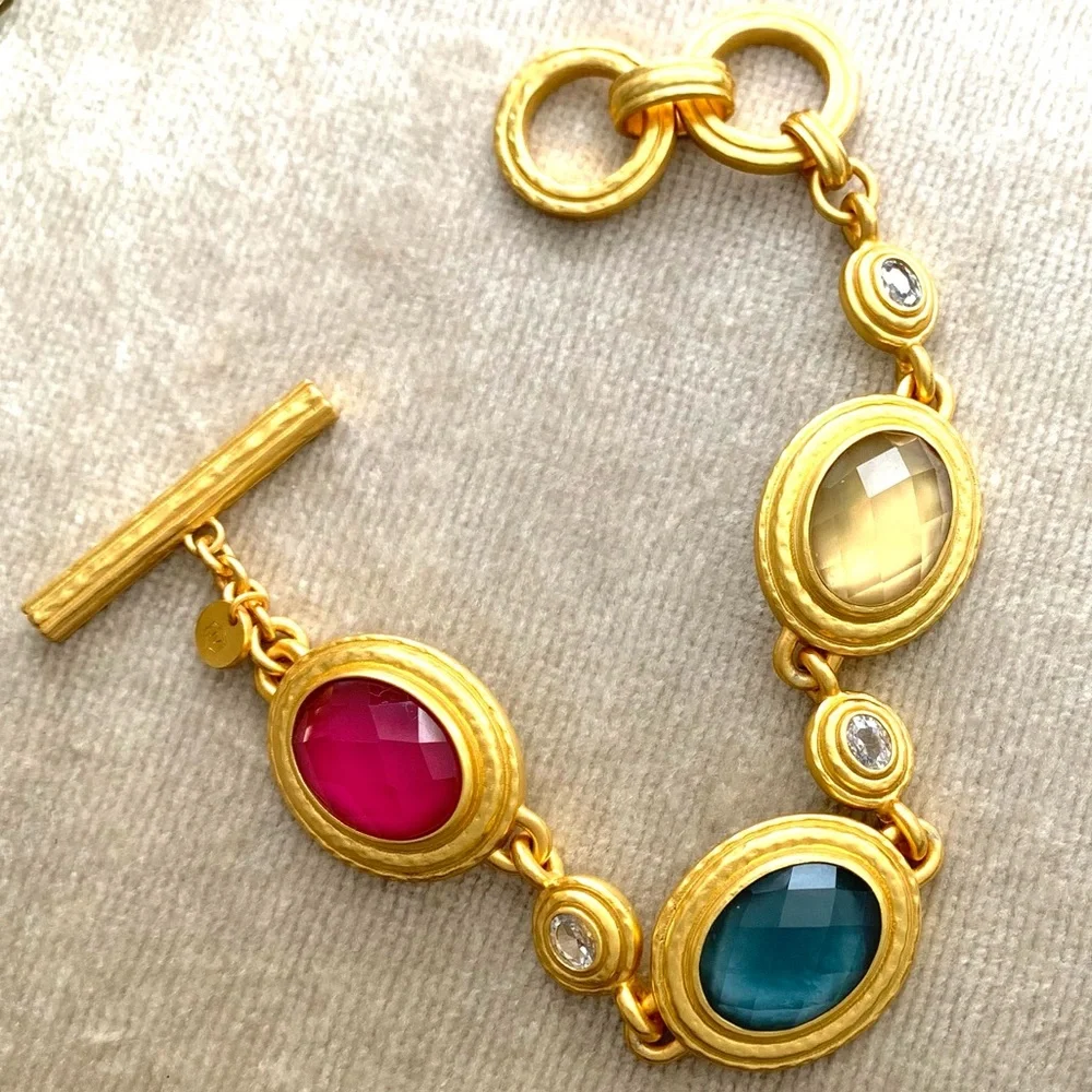 JULIE VOS® Tudor Large, Trillion cut stone gemstone Crystal Burnished Bracelet